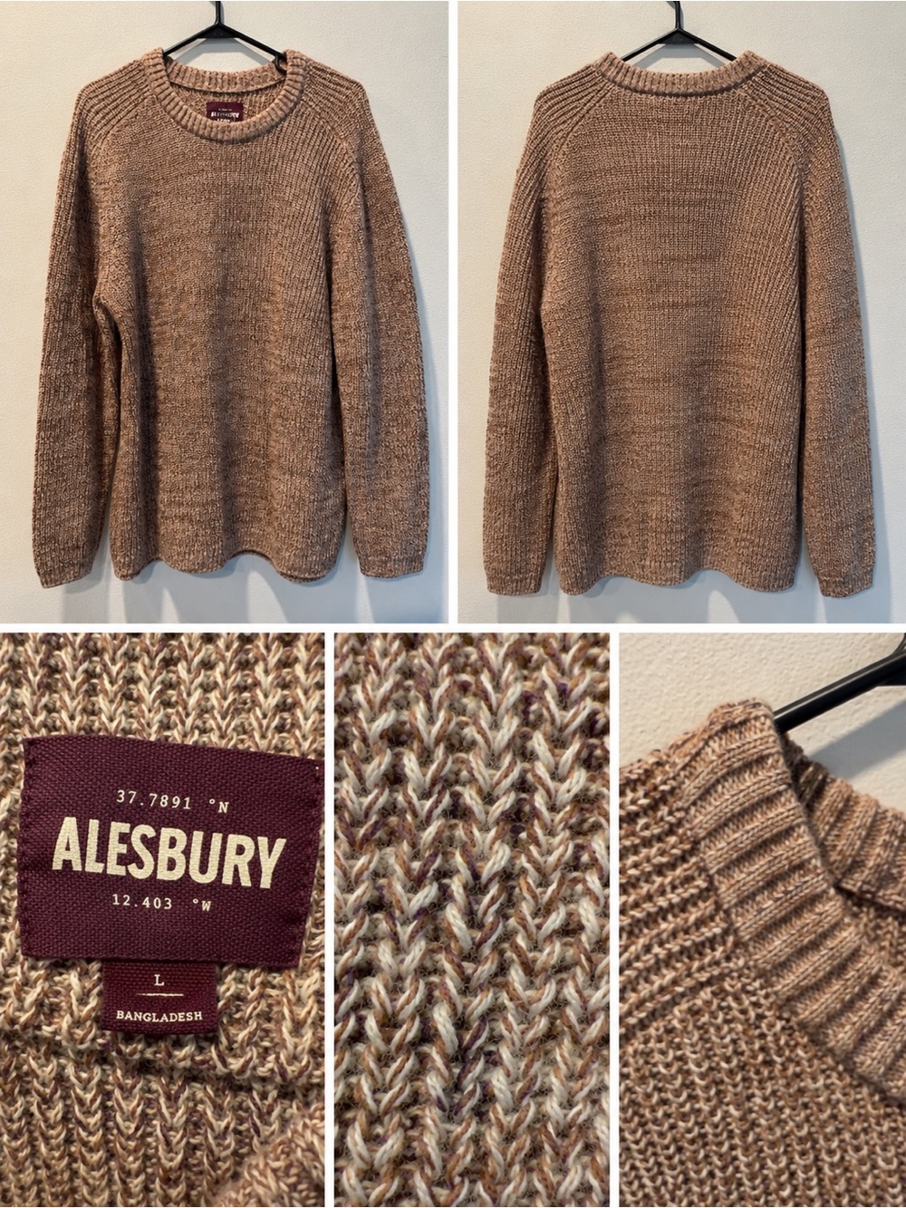 Alesbury Men's Crewneck Sweater in Heathered Tan